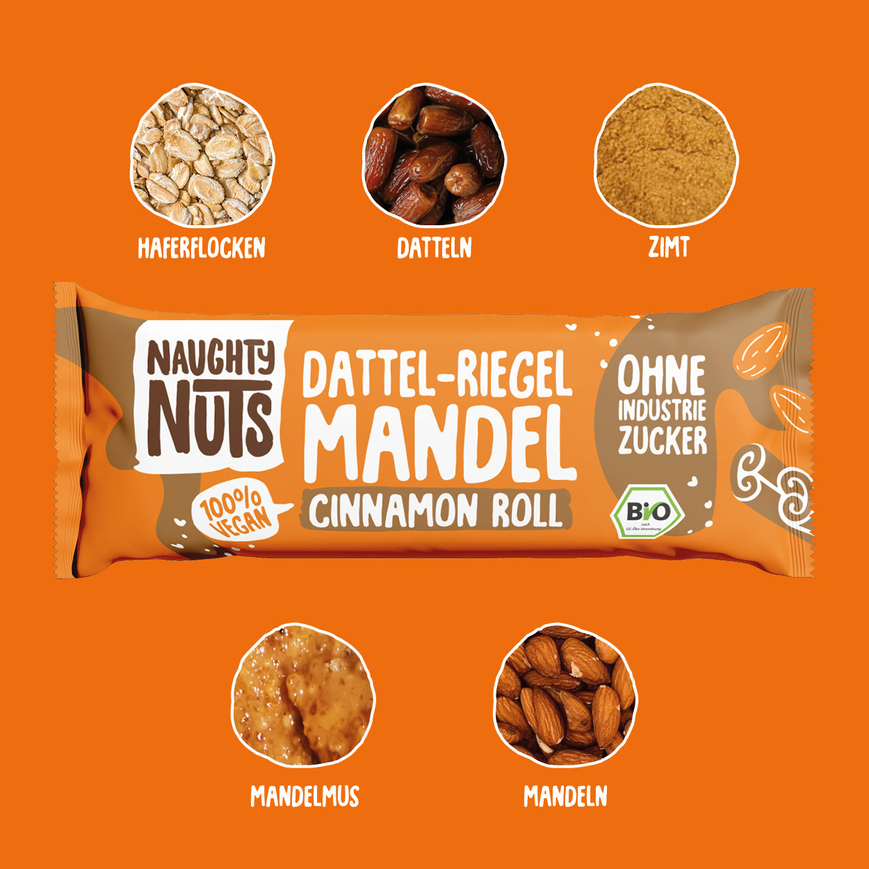 Bio Dattel-Riegel Mandel Cinnamon Roll