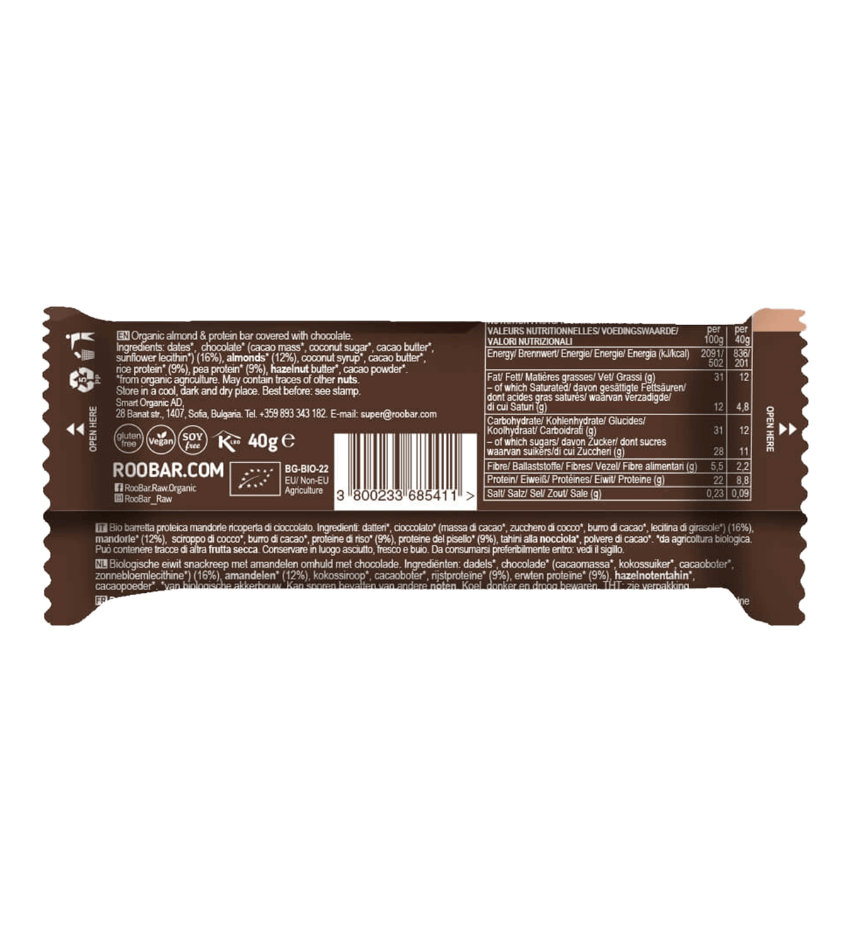 Bio Protein Schokoriegel mit Mandeln