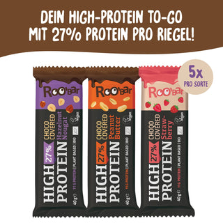Roobar Schoko-Riegel Probierpaket Probierpaket High-Protein Schokoriegel Roobar (15 Riegel)